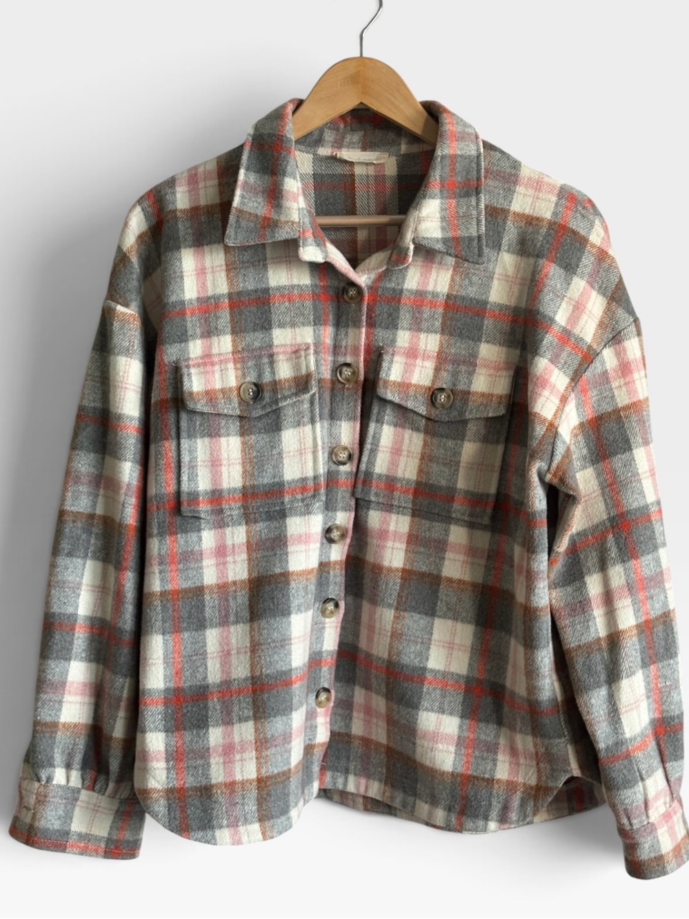 Altar'd State Plaid Shacket Size Medium Oversized Fall Autumn Cozy